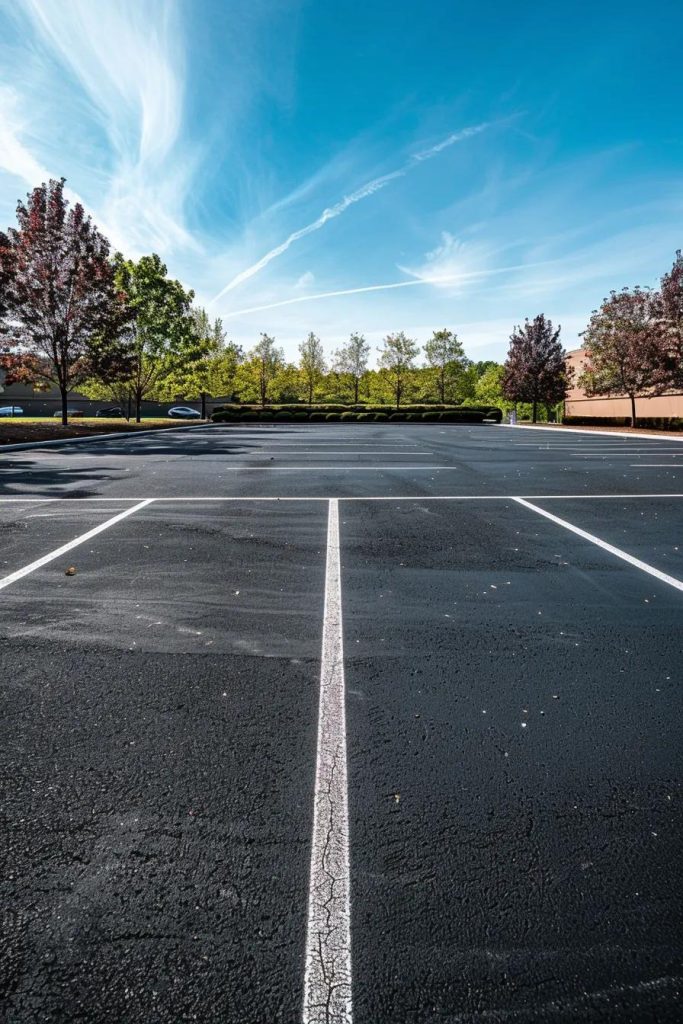 A meticulously paved commercial parking lot in Lodi, NJ, showcasing superior asphalt quality and full ADA compliance