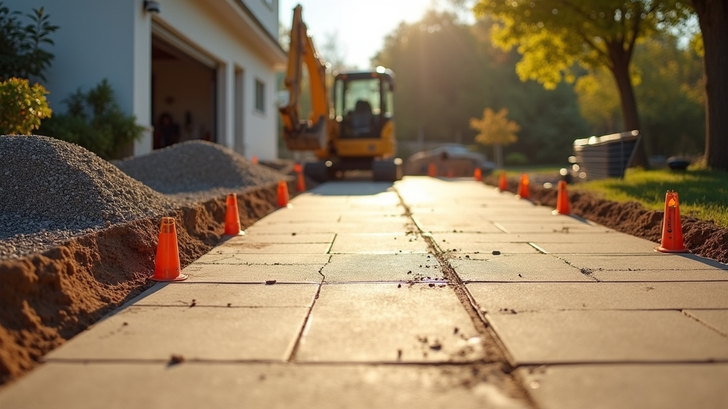 residential driveway in mid-preparation for paving